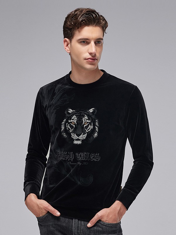 杰尼威尼男装2022秋冬季黑色T恤