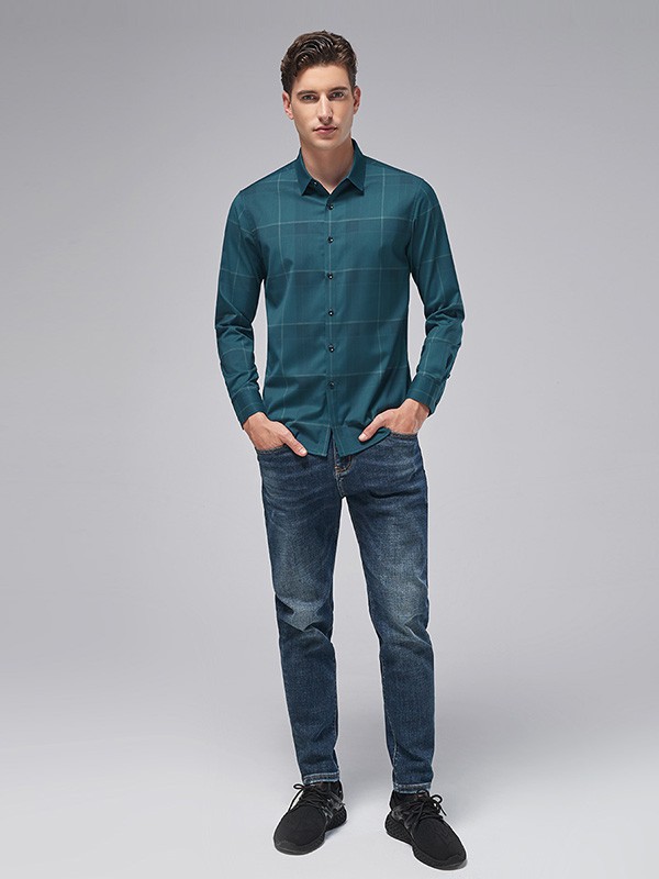 杰尼威尼男装2022秋冬季绿色衬衫