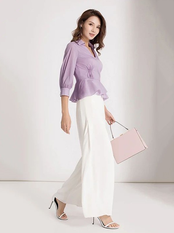 江韵古歌2022春夏季白色阔腿裤