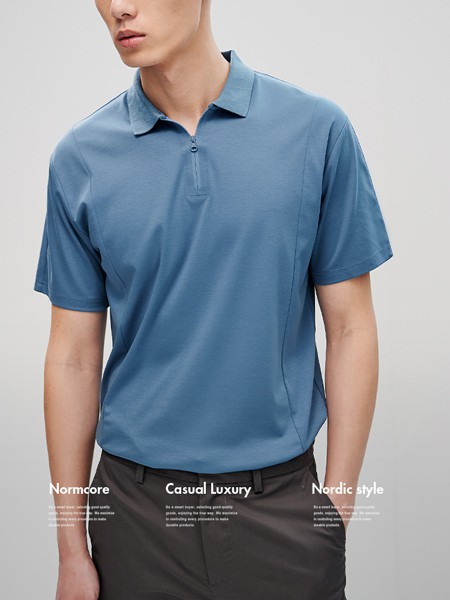 棉先生2022春夏季蓝色polo衫