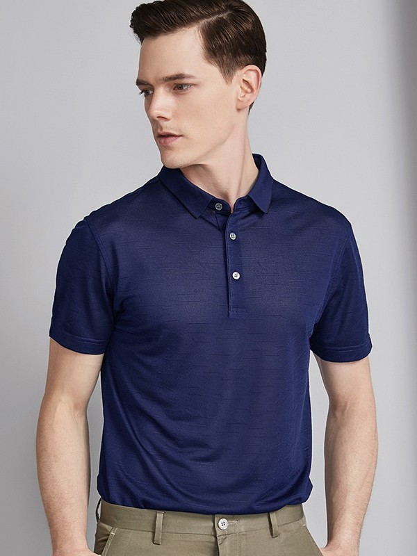 红豆男装2022春夏季藏蓝色衬衫