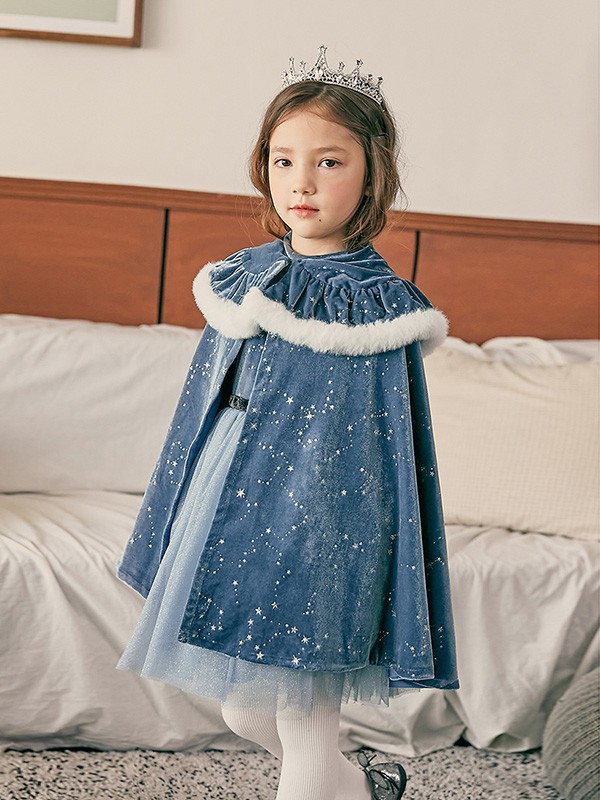 船鼠童装2022秋冬季蓝色连衣裙