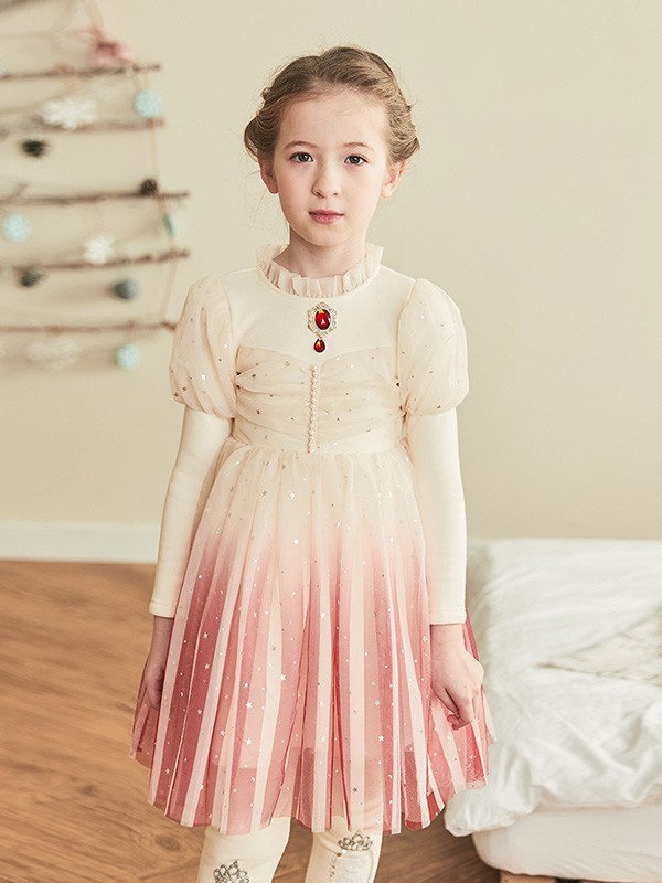 船鼠童装2022秋冬季拼色连衣裙