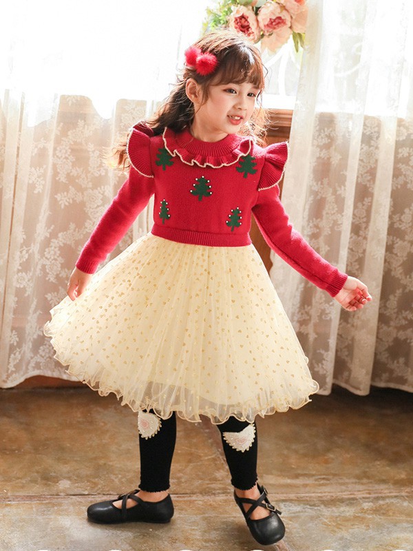 船鼠童装2022秋冬季红色针织衫