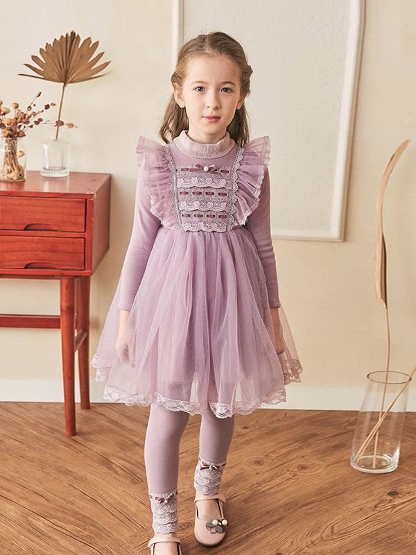 船鼠童装2022秋冬季粉色连衣裙