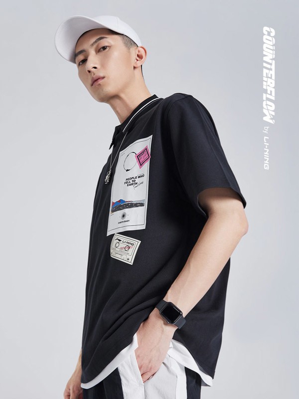 李宁运动装2022秋冬季黑色T恤