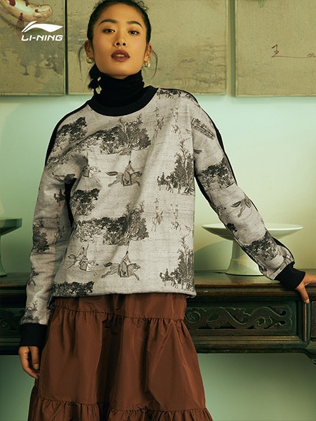 李宁运动装2022秋冬季灰色T恤