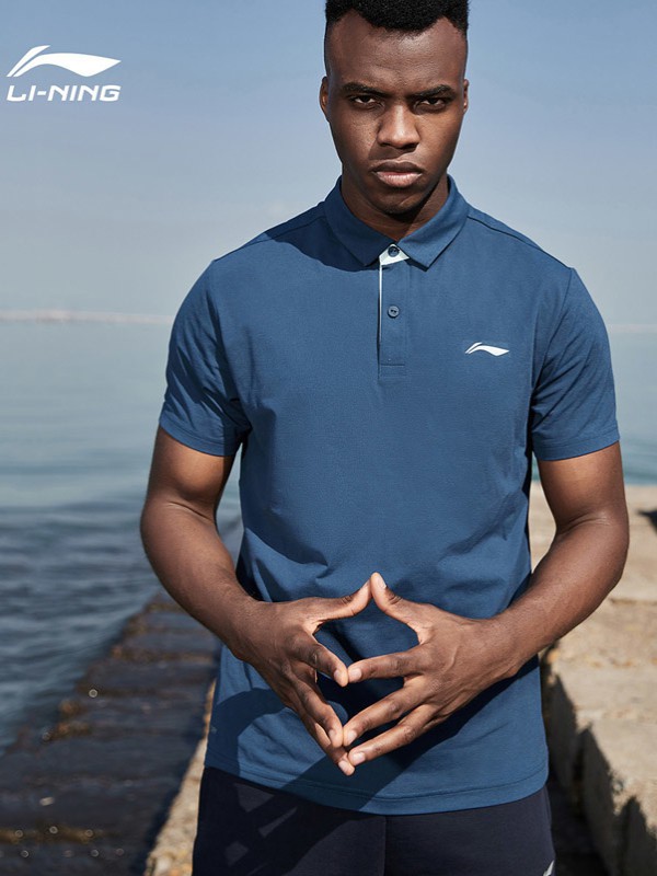 李宁运动装2022秋冬季蓝色polo衫