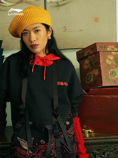 李宁运动装2022秋冬季黑色卫衣