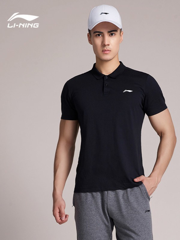 李宁运动装2022秋冬季黑色polo衫