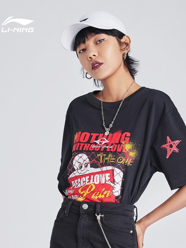 李宁运动装2022秋冬季黑色T恤