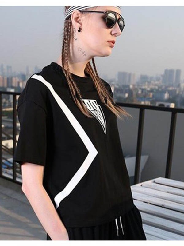 碎念怪兽休闲装2022秋冬季黑色T恤