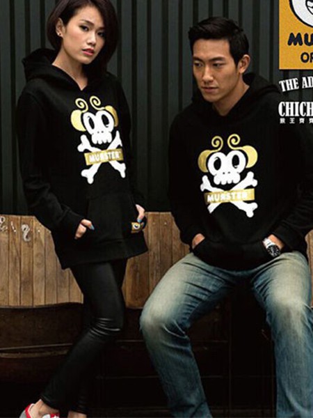 碎念怪兽休闲装2022秋冬季黑色卫衣