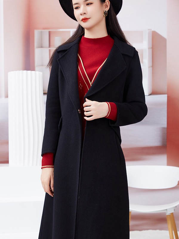 乔帛2022秋冬季黑色大衣