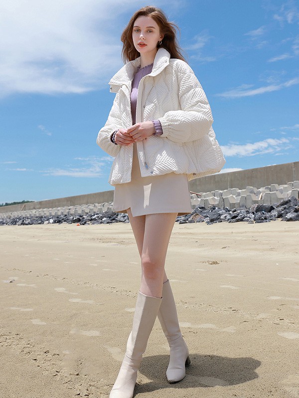 禹妃女装2022秋冬季白色棉服