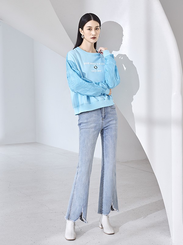 约布2022秋冬季蓝色T恤