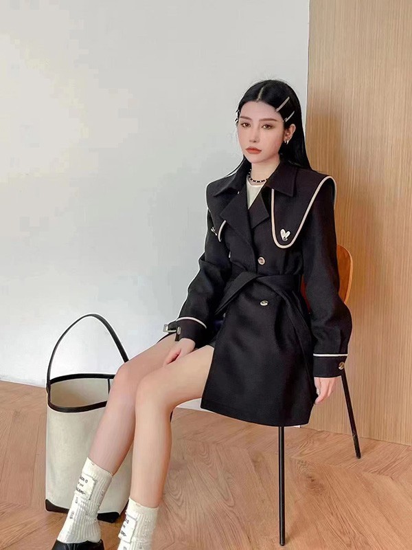 UUFUSHI2022秋冬季黑色风衣