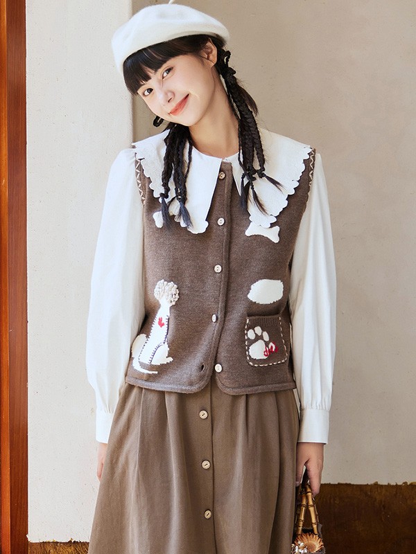 紫涵2022秋冬季咖啡色背心