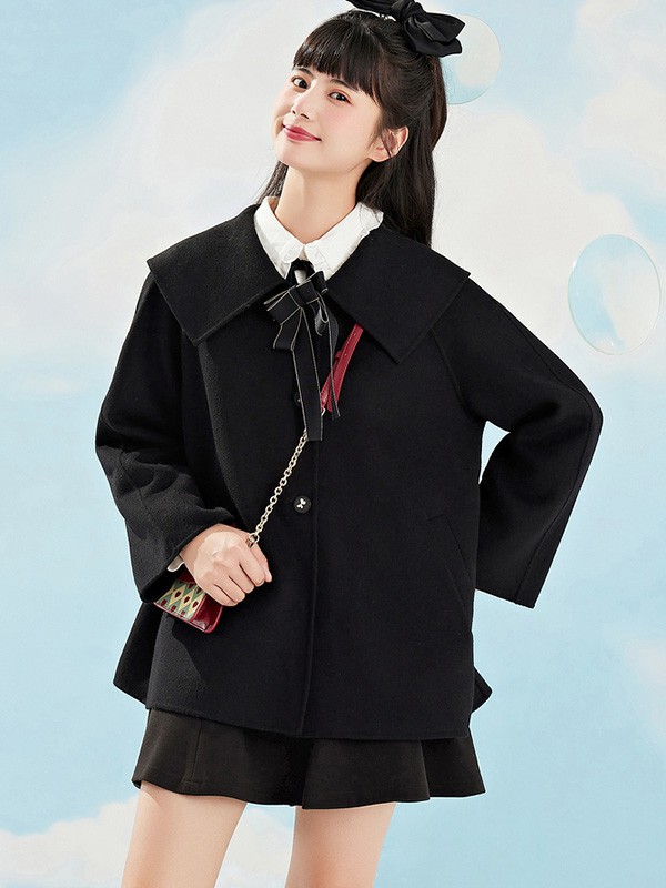 紫涵女装2022秋冬季黑色大衣