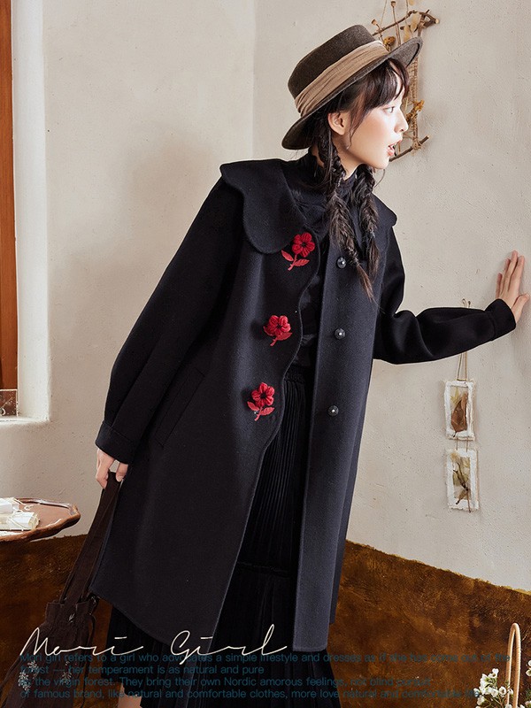 紫涵女装2022秋冬季黑色大衣