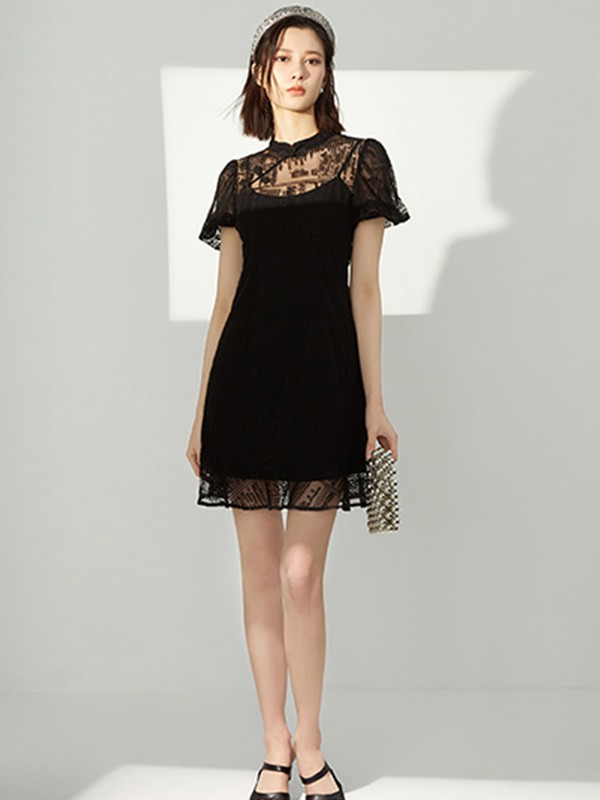 莫乂2022秋冬季黑色连衣裙