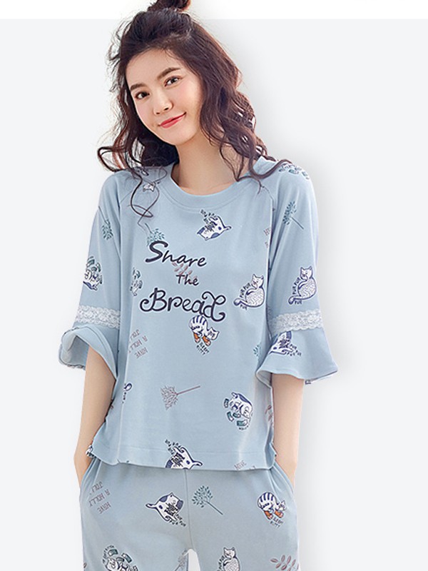 美雅挺2022秋冬季蓝色家居服