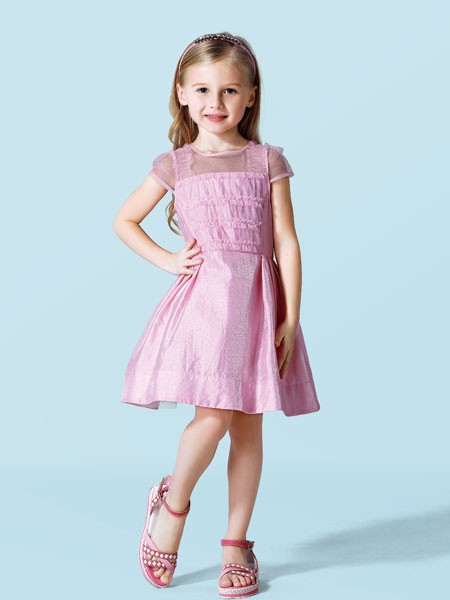 舒湾2022春夏季粉色连衣裙