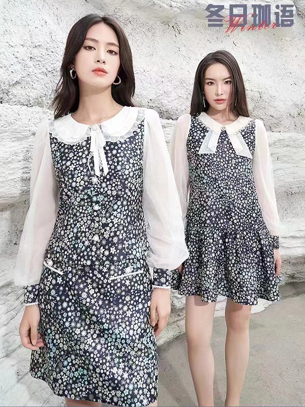 珈姿莱尔女装2022秋冬季黑色连衣裙