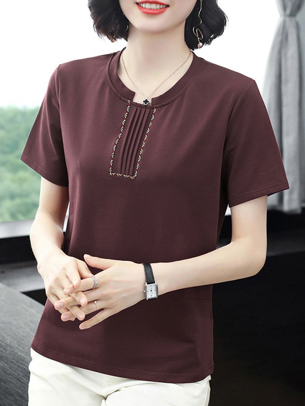 伽依妩女装2022春夏季卡其色T恤