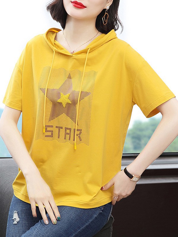 伽依妩女装2022春夏季黄色卫衣