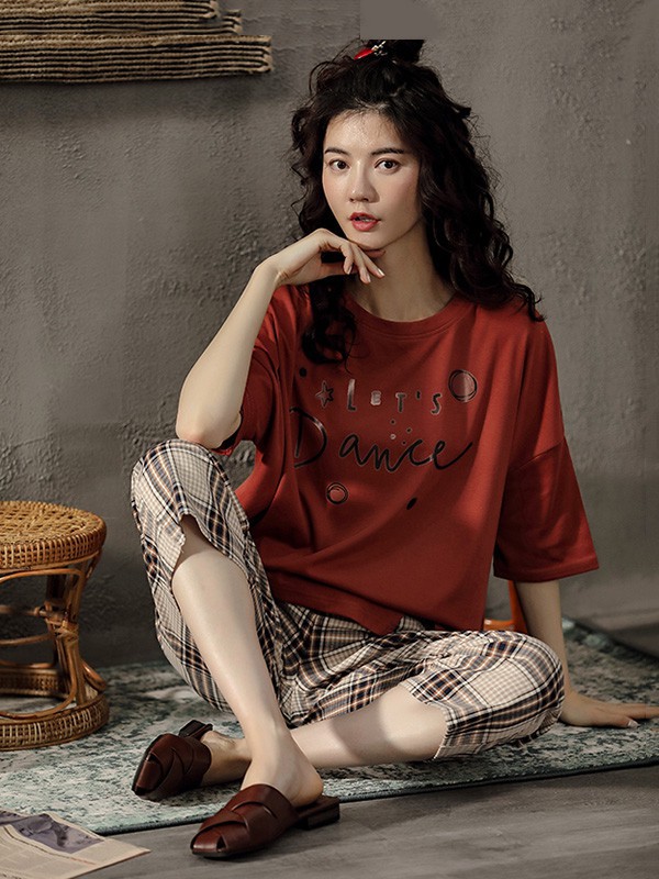 生活夜曲内衣2022秋冬季酒红色家居服