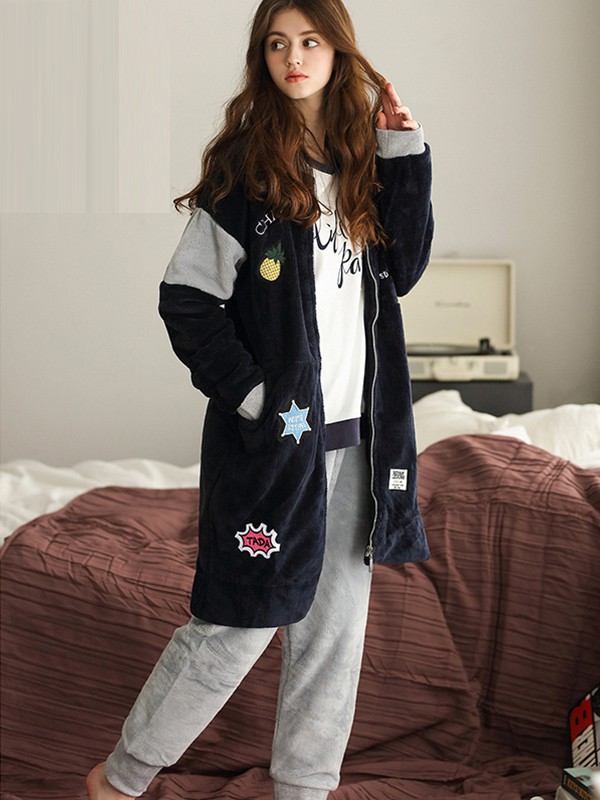 贝妍内衣2022秋冬季藏蓝色家居服