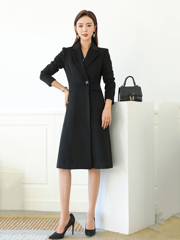 艾尚臣女装2022秋冬季黑色连衣裙