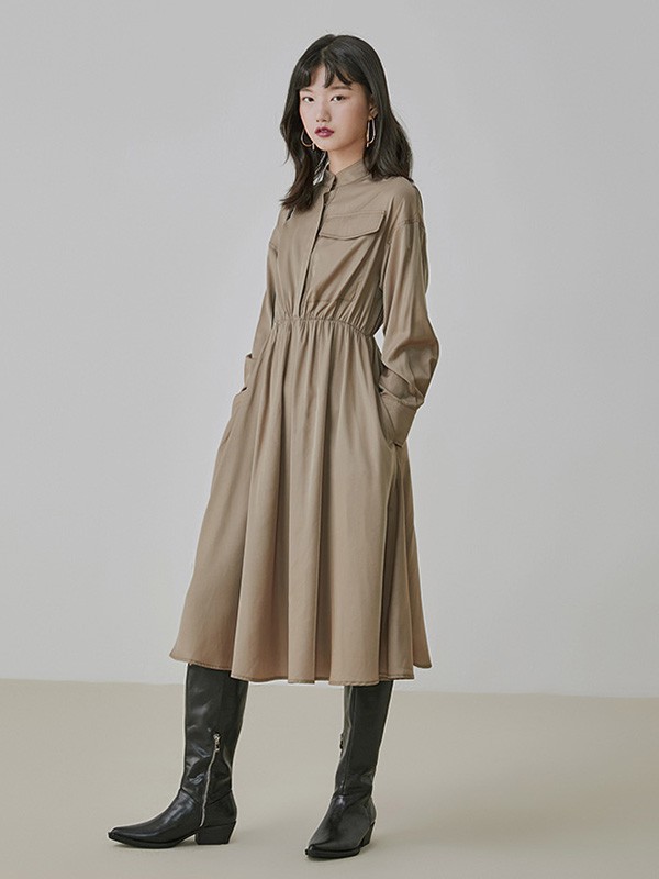 CICISHOP女装2022秋冬季棕色大衣