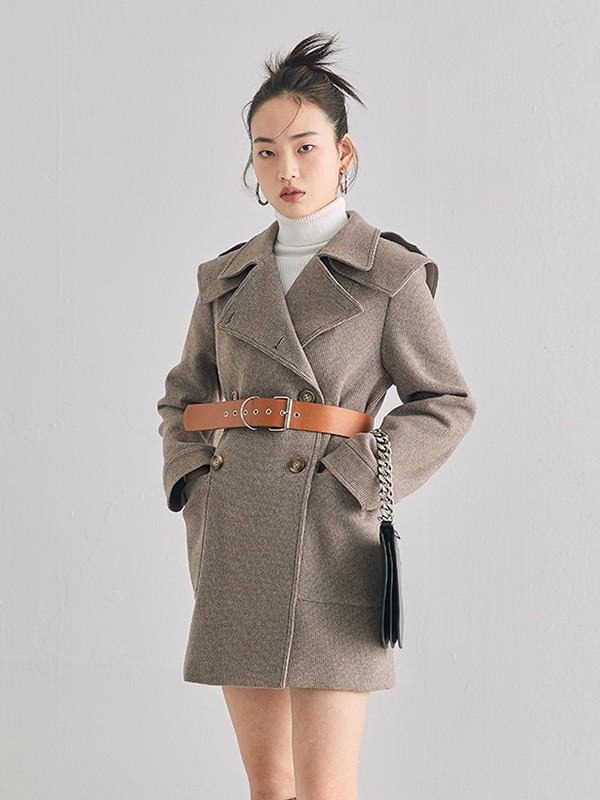 CICISHOP女装2022秋冬季灰色风衣