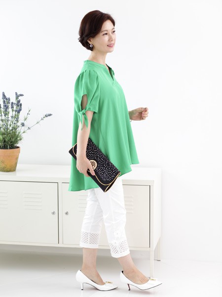 相夫益子2022春夏季绿色T恤