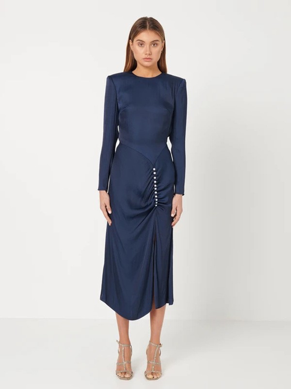 Elliatt女装2022秋冬季藏蓝色连衣裙