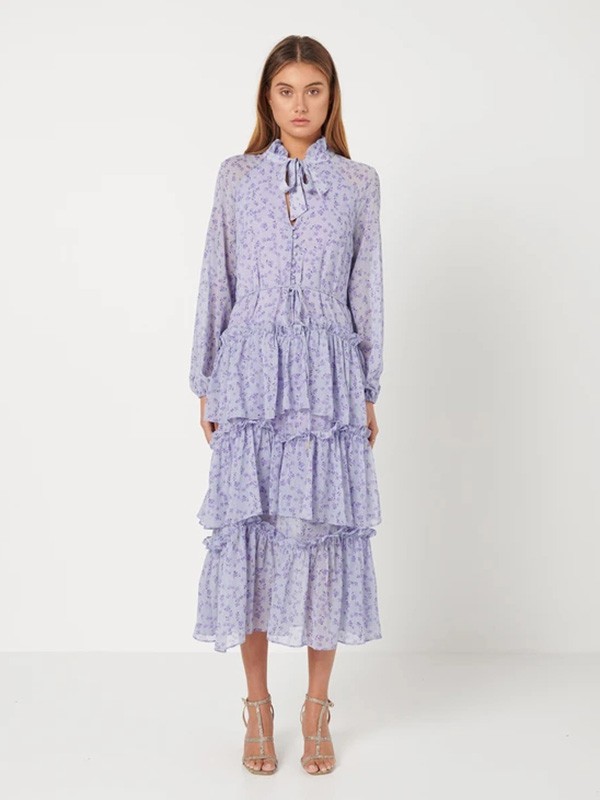 Elliatt女装2022秋冬季紫色衬衫裙