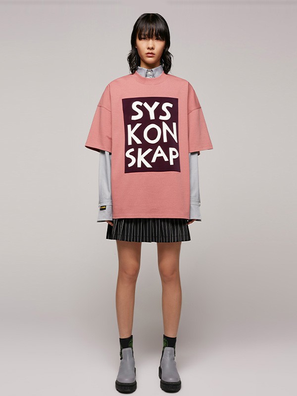 薇薏蔻2022秋冬季粉色T恤