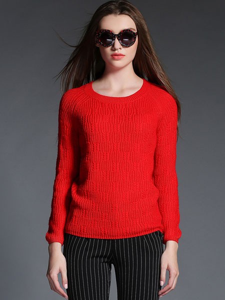 卡芭芭丽女装2022秋冬季红色T恤