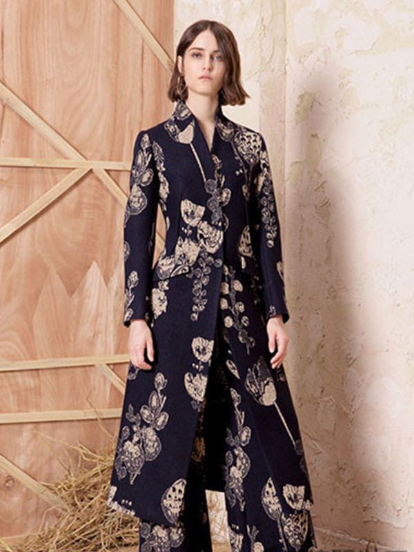 德芙瑞女装2022秋冬季藏蓝色大衣