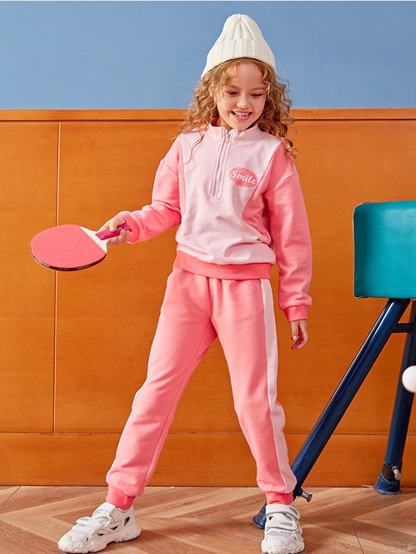 欧莎童装2022秋冬季粉色长裤