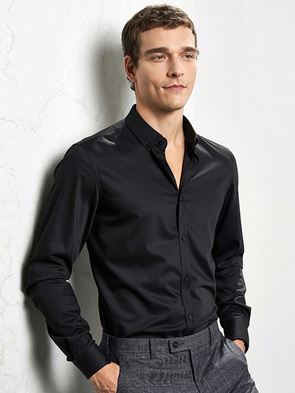 威可多男装2022秋冬季黑色衬衫