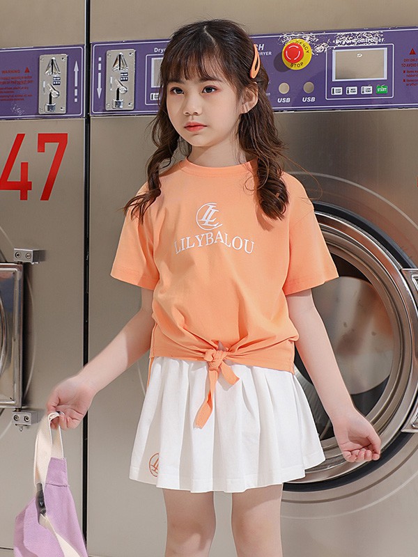 莉莉日记童装2022秋冬季橙色T恤