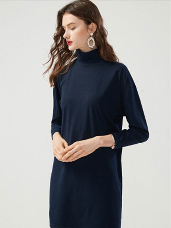 万丽女装2022秋冬季黑色毛衣裙