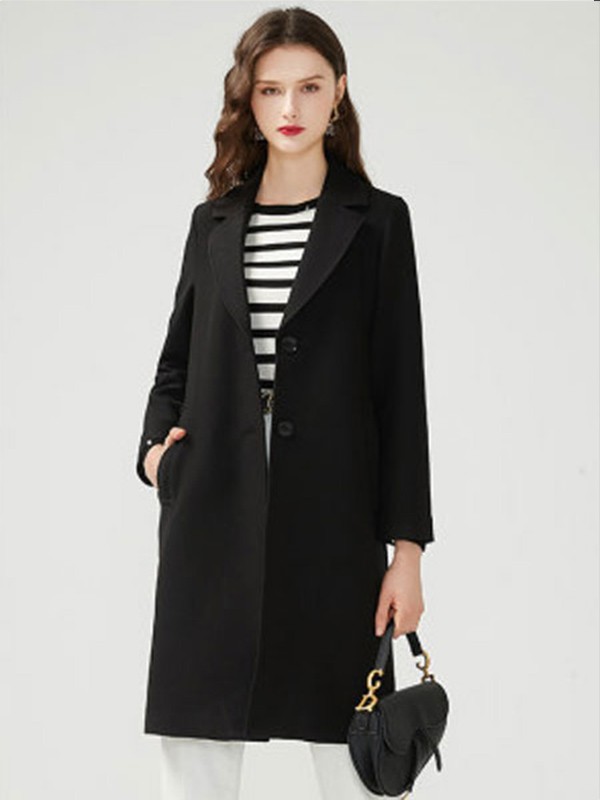 万丽2022秋冬季黑色大衣
