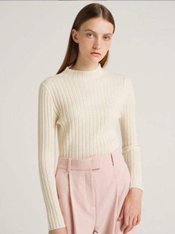 万丽女装2022秋冬季米色针织衫