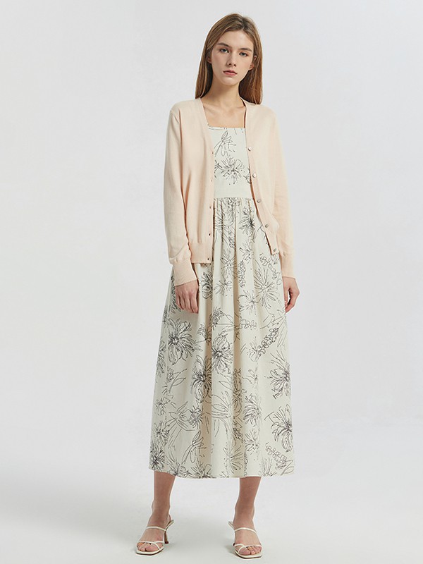 万丽女装2022秋冬季白色吊带裙