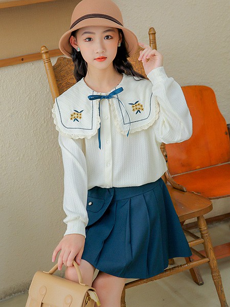 动漫童话童装2022秋冬季藏蓝色百褶裙