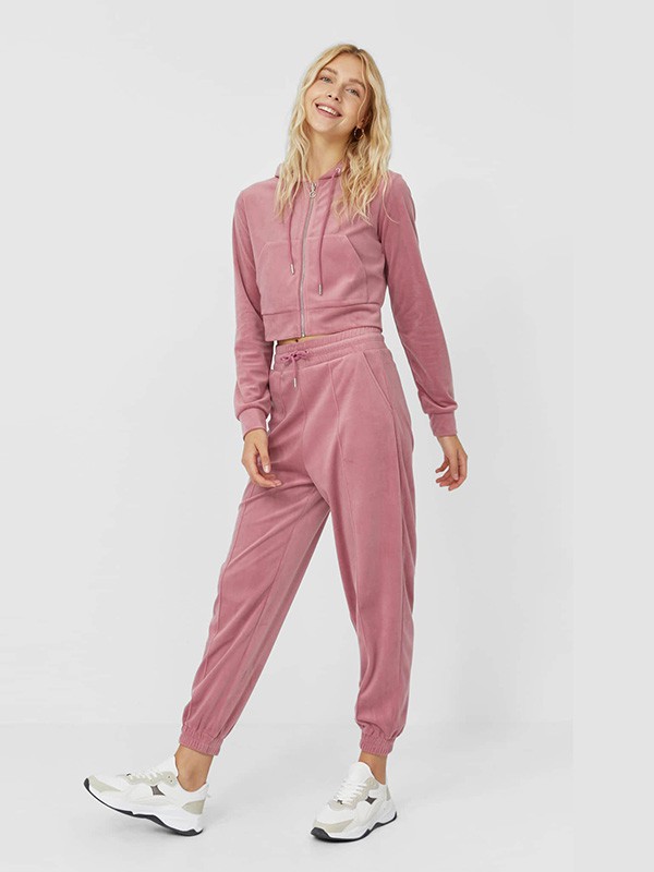 Stradivarius女装2022秋冬季粉色卫衣